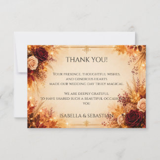 Elegant Autumn Floral | Rustic Boho Fall Wedding Thank You Card