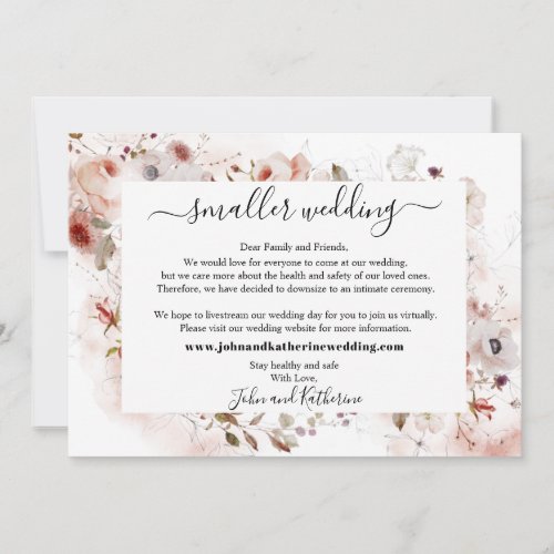 Elegant Autumn Floral Smaller Wedding Virtual Announcement