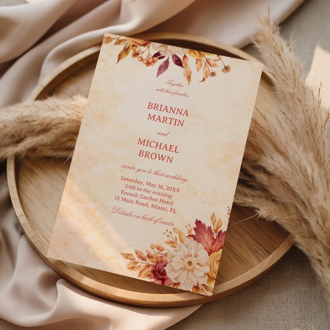 Elegant Autumn Floral Warm Neutral Invitation (Creator Uploaded)
