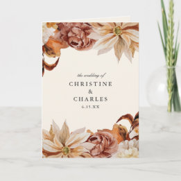 Elegant Autumn Floral Watercolor Wedding Ceremony Program