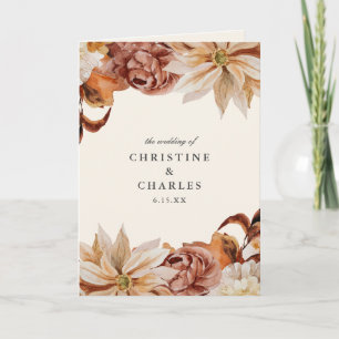 Elegant Autumn Floral Watercolor Wedding Ceremony Program