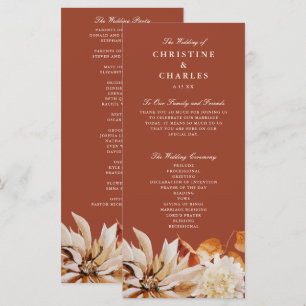 Elegant Autumn Floral Watercolor Wedding Ceremony Program