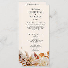 Elegant Autumn Floral Watercolor Wedding Ceremony Program