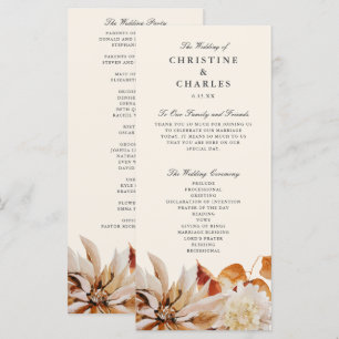 Elegant Autumn Floral Watercolor Wedding Ceremony  Program