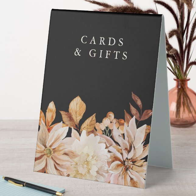Elegant Autumn Floral Wedding Cards & Gifts Table Tent (In SItu (Table))