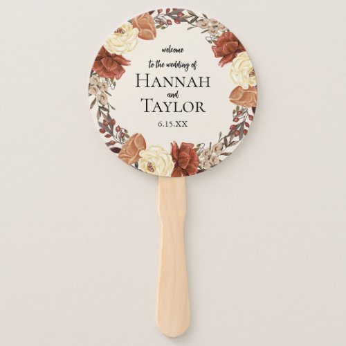 Elegant Autumn Floral Wedding Ceremony Program Hand Fan