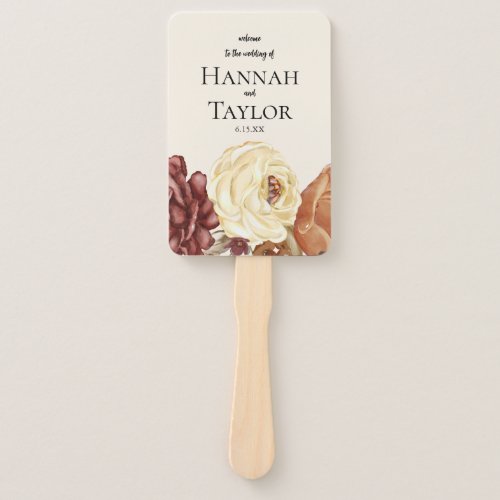 Elegant Autumn Floral Wedding Ceremony Program Hand Fan