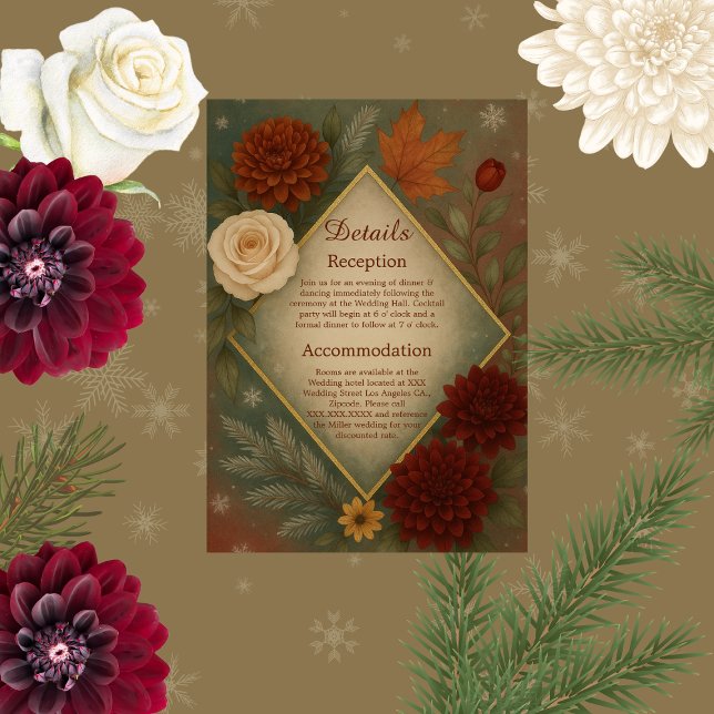 elegant autumn floral wedding enclosure card (Creator Uploaded)