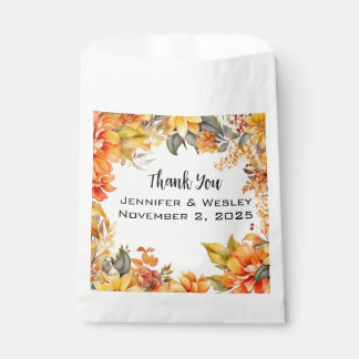 Elegant Autumn Floral Wedding  Favor Bag