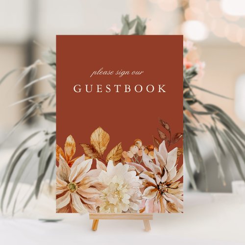 Elegant Autumn Floral Wedding Guestbook Sign