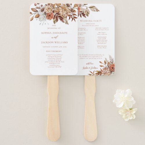 Elegant Autumn Floral Wedding Program Hand Fan