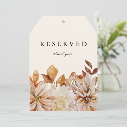 Elegant Autumn Floral Wedding Reserved Chair Sign