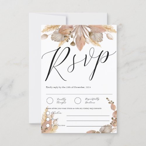 Elegant Autumn Floral Wedding RSVP Card