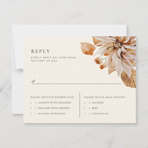 Elegant Autumn Floral Wedding RSVP Reply Card