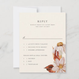 Elegant Autumn Floral Wedding RSVP Reply Card
