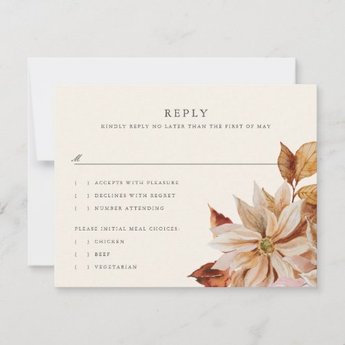 Elegant Autumn Floral Wedding RSVP Reply Card