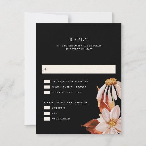 Elegant Autumn Floral Wedding RSVP Reply Card