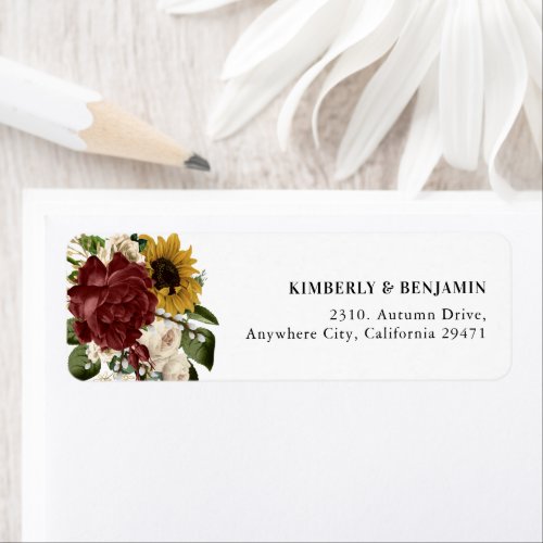 Elegant Autumn Florals Return Address Label