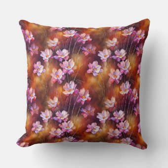 Elegant Autumn Flower Fall Floral Pattern Throw Pillow | Zazzle