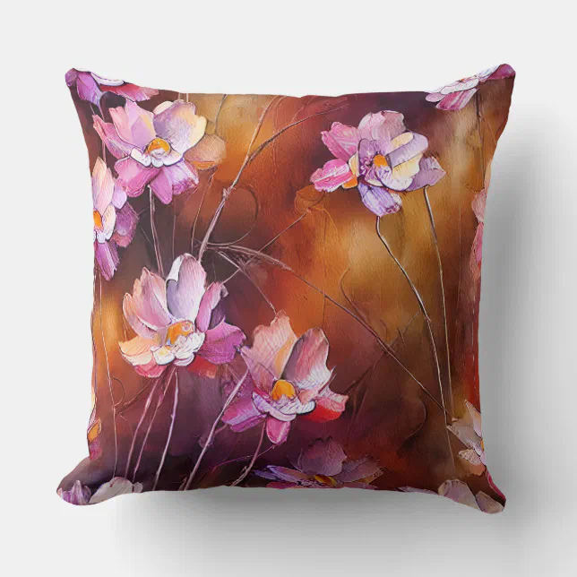 Elegant Autumn Flower Fall Floral Throw Pillow | Zazzle