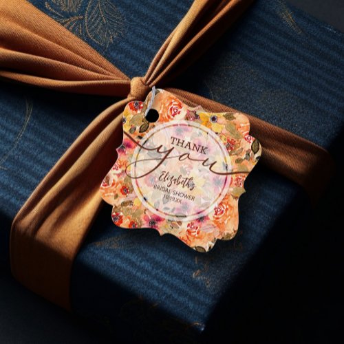 Elegant Autumn Flowers Bridal Shower Thank You Favor Tags