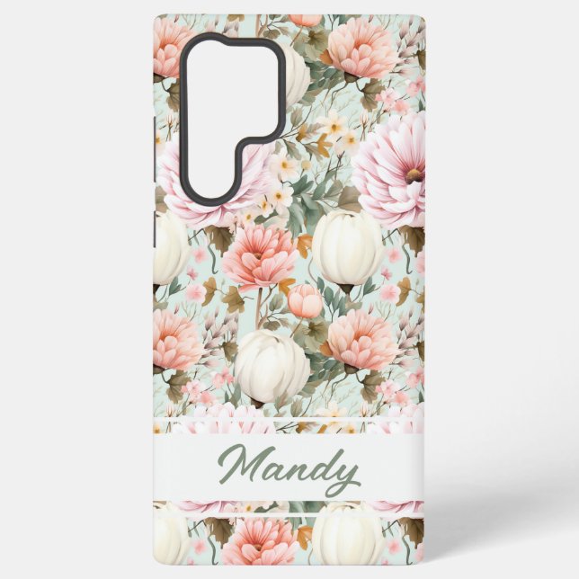 Elegant autumn flowers fall pattern samsung galaxy case (Back)