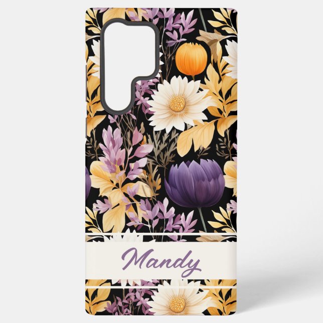 Elegant autumn flowers fall pattern samsung galaxy case (Back)