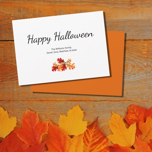 Elegant Autumn Foliage Happy Halloween  Holiday Card