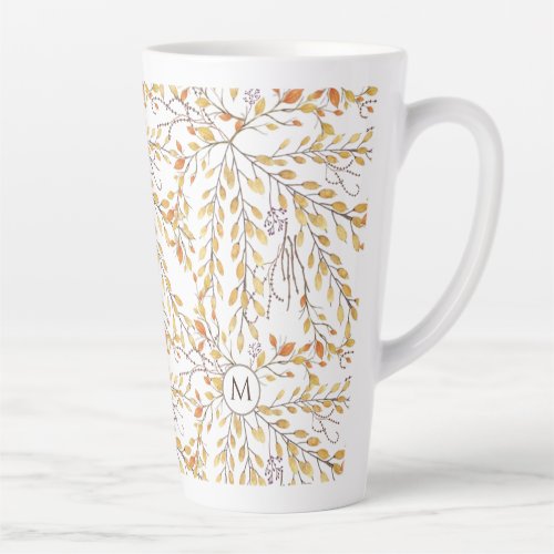 Elegant Autumn Foliage Pattern Personalized Latte Mug