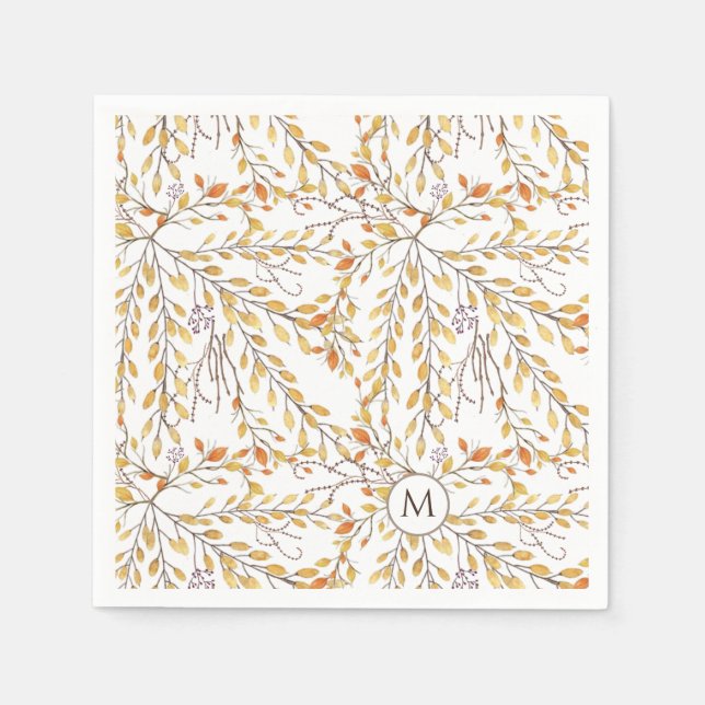 Elegant Autumn Foliage Pattern Personalized Napkins (Front)
