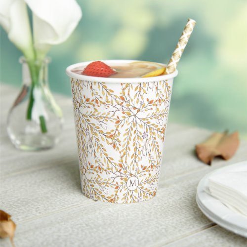 Elegant Autumn Foliage Pattern Personalized Paper Cups