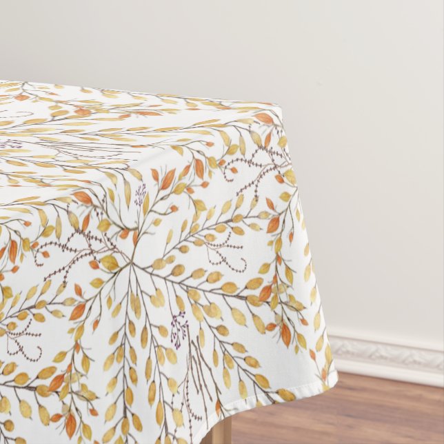 Elegant Autumn Foliage Pattern Personalized Tablecloth (In Situ)