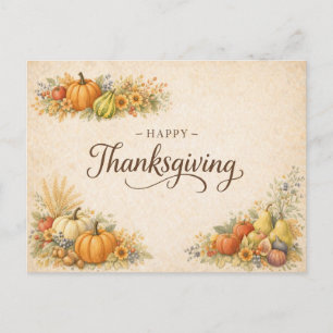 Elegant Autumn Harvest Happy Thanksgiving Holiday Postcard