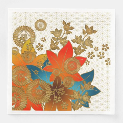 Elegant autumn Japanese design Paper Dinner Napkins