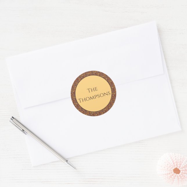 Elegant Autumn Leaf Classic Round Sticker (Envelope)