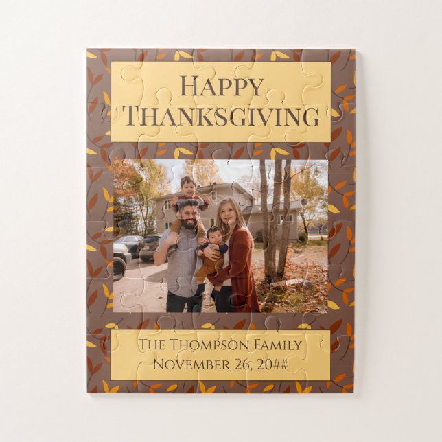 Elegant Autumn Leaf Family Photo Jigsaw Puzzle (Vertical)