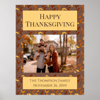Elegant Autumn Leaf Family Photo Poster