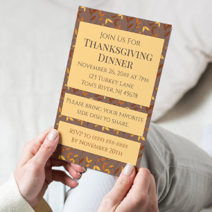 Elegant Autumn Leaf Invitation Postcard