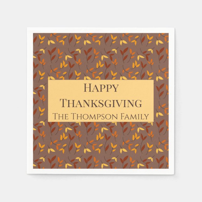 Elegant Autumn Leaf Napkins (Front)