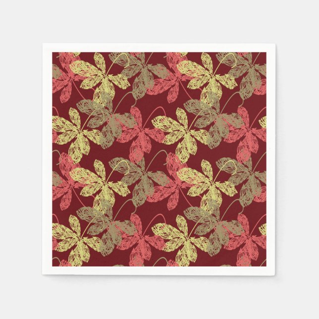 Elegant autumn leaf pattern napkins (Front)