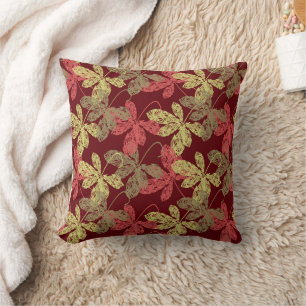 Elegant autumn leaf pattern throw pillow