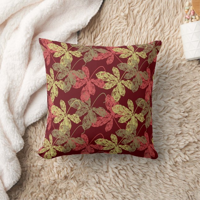 Elegant autumn leaf pattern throw pillow (Blanket)