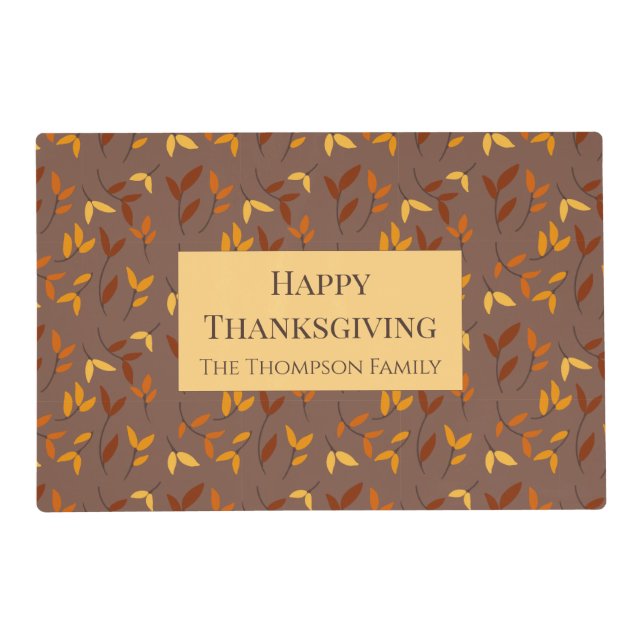Elegant Autumn Leaf Placemat (Front)