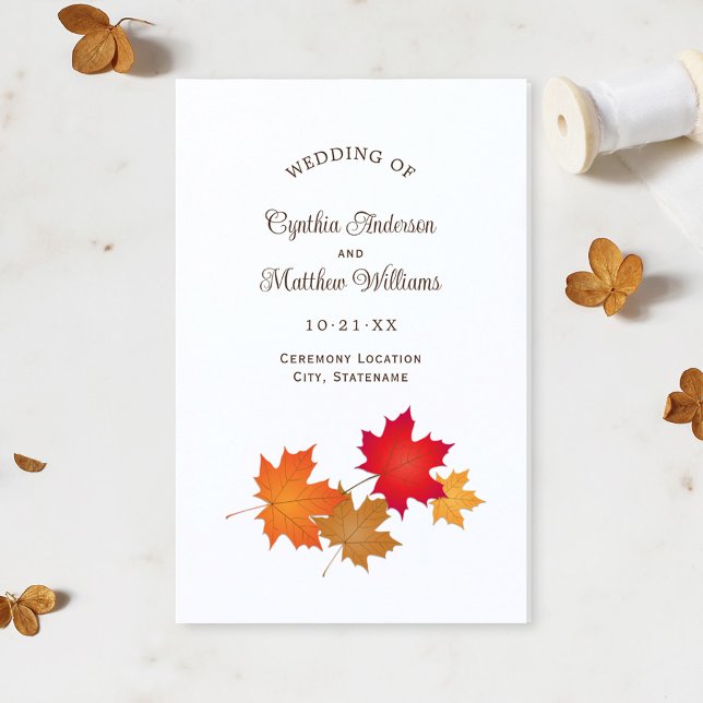 Elegant Autumn Leaves Fall Wedding Programs (Creator Uploaded)