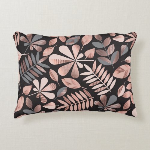 Elegant Autumn Leaves Pastel Geometric Accent Pillow