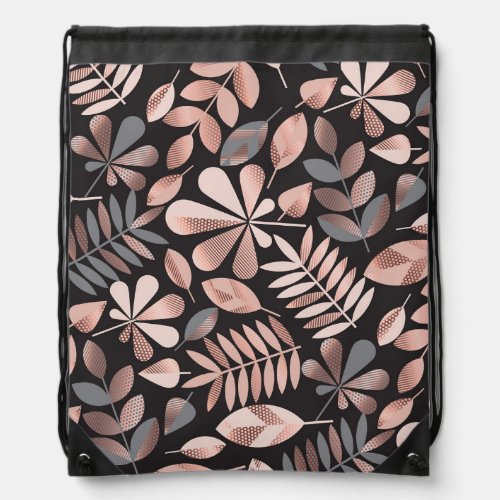 Elegant Autumn Leaves Pastel Geometric Drawstring Bag