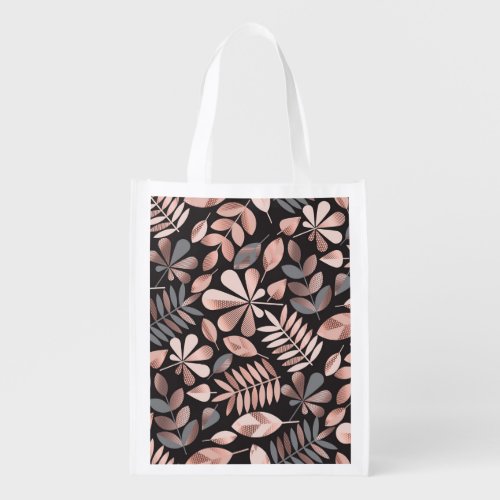Elegant Autumn Leaves Pastel Geometric Grocery Bag