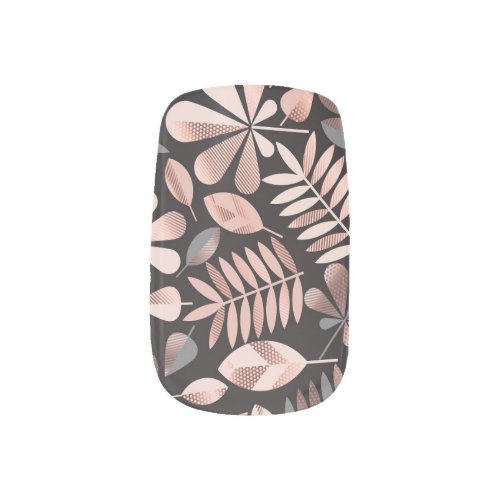 Elegant Autumn Leaves Pastel Geometric Minx Nail Art