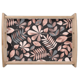 Elegant Autumn Leaves: Pastel Geometric Serving Tray