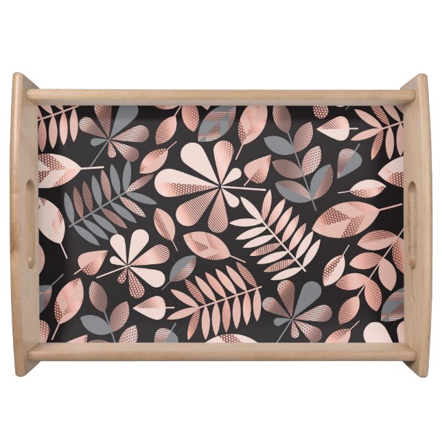 Elegant Autumn Leaves: Pastel Geometric Serving Tray (Front)